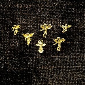 Six guardian angel cherub pins use on a lapel hat tie etc.
